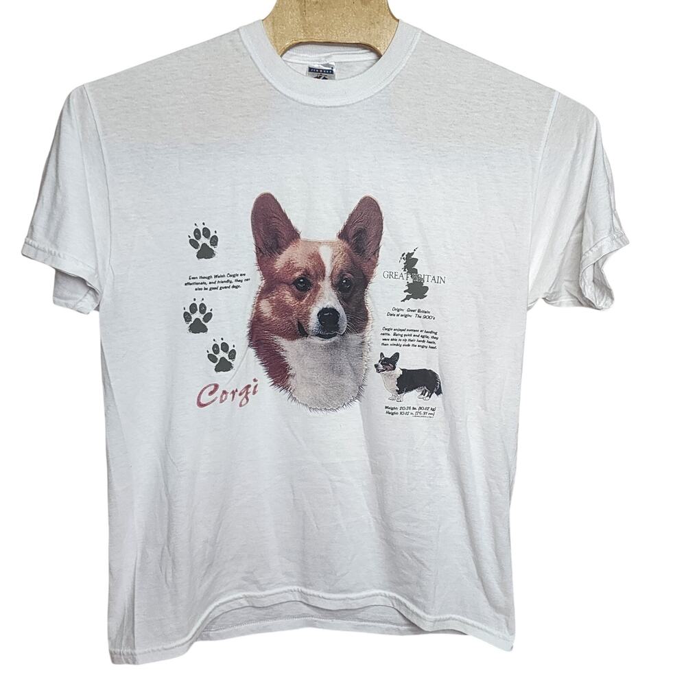 Vintage Jerzees Corgi Dog T shirt Large L